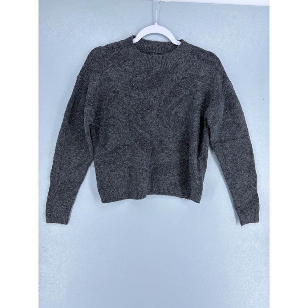 Ann Taylor Factory Womens Sweater Gray Metallic Shimmer Knit XS - Picture 2 of 5